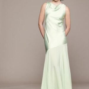 BIG MANGO Cowl Neck Satin Finish Maxi Dress