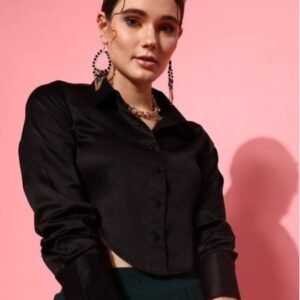 STREET 9 Black Shirt Style Crop Top